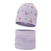Herbst und Frühlingsset Mädchen baumwolle: Mütze und Schlauchschal Violett Cerise