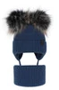 Winterset Jungen: Mütze und Schlauchschal mit zwei Bommeln Navy Blau Randel