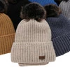Winterset für Jungen: Mütze und Schlauchschal mit Bommel in Beige Wonder