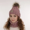 Winterset Mädchen: Mütze und Schlauchschal mit Bommel Beige Kaliope