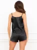 Touch-Pyjama mit schmalen Trägern. kurze Hose schwarz