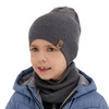 Herbst und Frühlingsset Jungen: Mütze und Schlauchschal 100% extrafeine Merinowolle Beige Richi