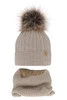 Winterset für Mädchen: Mütze und Schlauchschal aus Merinowolle in Beige Mirabel