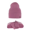 Damen-Set Frühling - Winter: Mütze und Schal Rosa 100% extrafeine Merinowolle Melpomena
