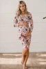 Grow with me Umstands- und Stillkleid, 7/8-Ärmel, schmutzigrosa mit Blumen