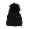 Wintermütze Damen mit Bommel Schwarz Mokka