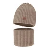 Winterset für Jungen: Mütze und Schlauchschal in Beige Fargo