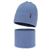 Winterset Jungen: Mütze und Schlauchschal, 100% Merinowolle, Blau, Gizmo