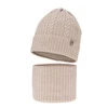 Winterset Mädchen: Mütze und Schlauchschal aus 100% extrafeiner Merinowolle in Beige Jenny
