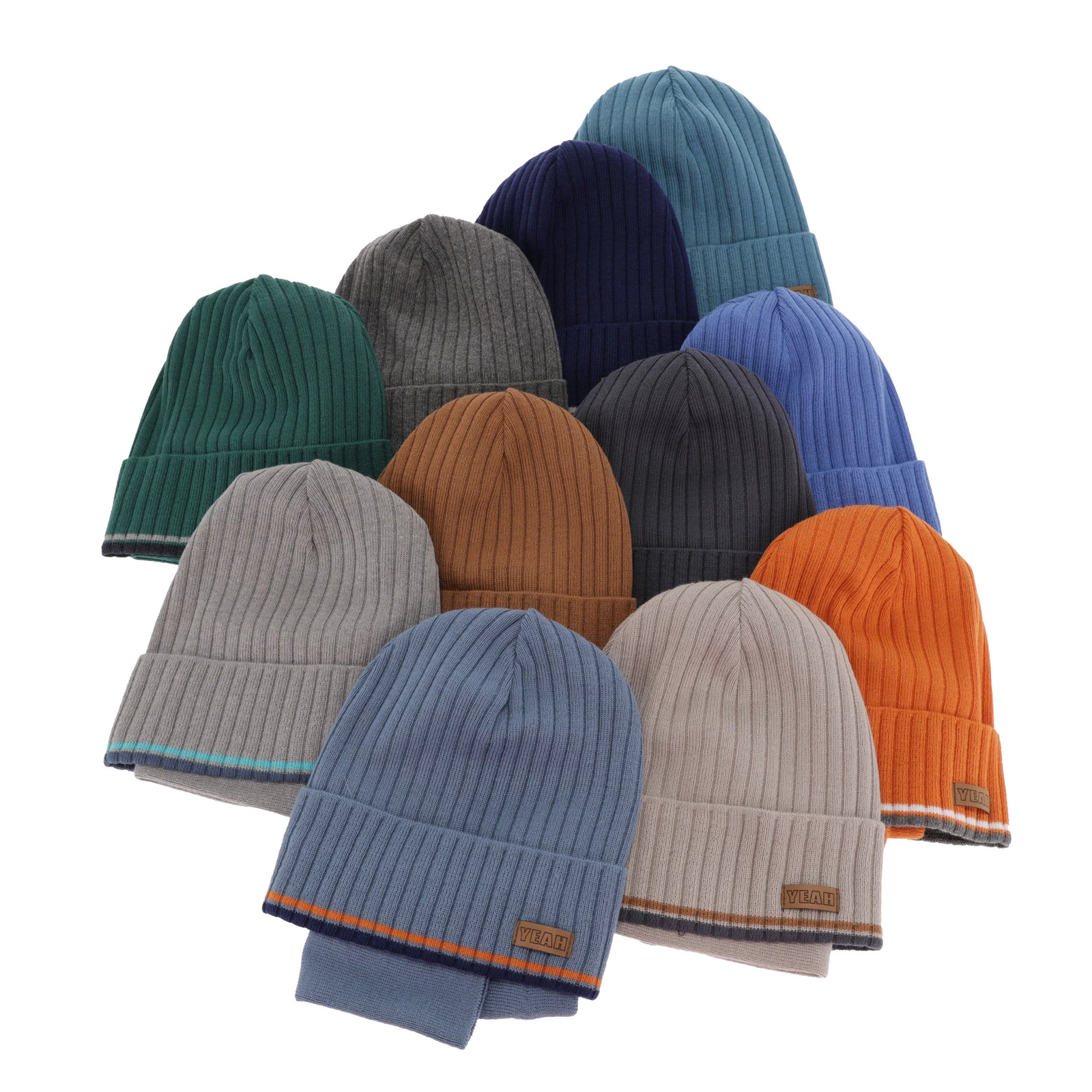 Herbst und Frühlingsset Jungen: Mütze und Schlauchschal, mit Baumwolle, Blau London
