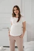  Bauch-Umstandsbluse mit kurzen Ärmeln, cremeweiß