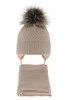 Winterset für Mädchen: Mütze und Schal mit Bommel in Beige Zelta