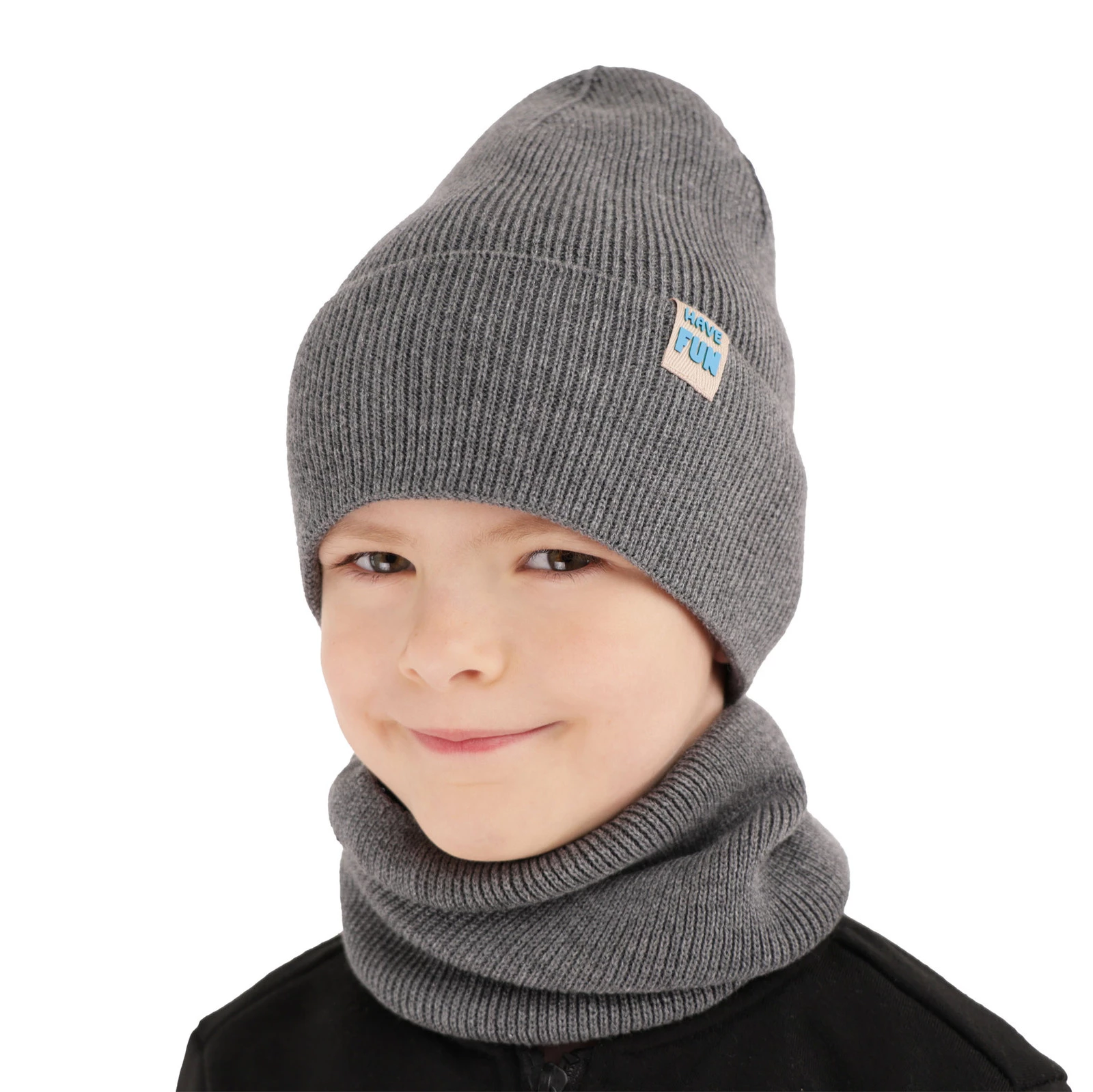 Herbst und Frühlingsset Jungen: Mütze und Schlauchschal, mit Baumwolle, Orange Ottavio