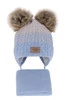 Winterset Jungen: Mütze und Schal mit zwei Bommeln Blau Platon