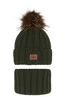 Winterset Jungen: Mütze und Schlauchschal mit Bommel Khaki Remes