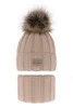 Winterset Mädchen: Mütze und Schlauchschal mit Bommel Beige Kaliope