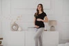  Bauch-Umstandsbluse mit kurzen Ärmeln, schwarz