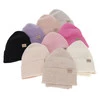 Herbst und Frühlingsset Mädchen: Mütze und Schlauchschal, beige, 100% Merinowolle, Magenta