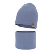 Herbst und Frühlingsset Jungen: Mütze und Schlauchschal 100% extrafeine Merinowolle Blau Richi