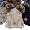 Winterset für Jungen: Mütze und Schlauchschal mit zwei Bommeln Navy Blau Orange