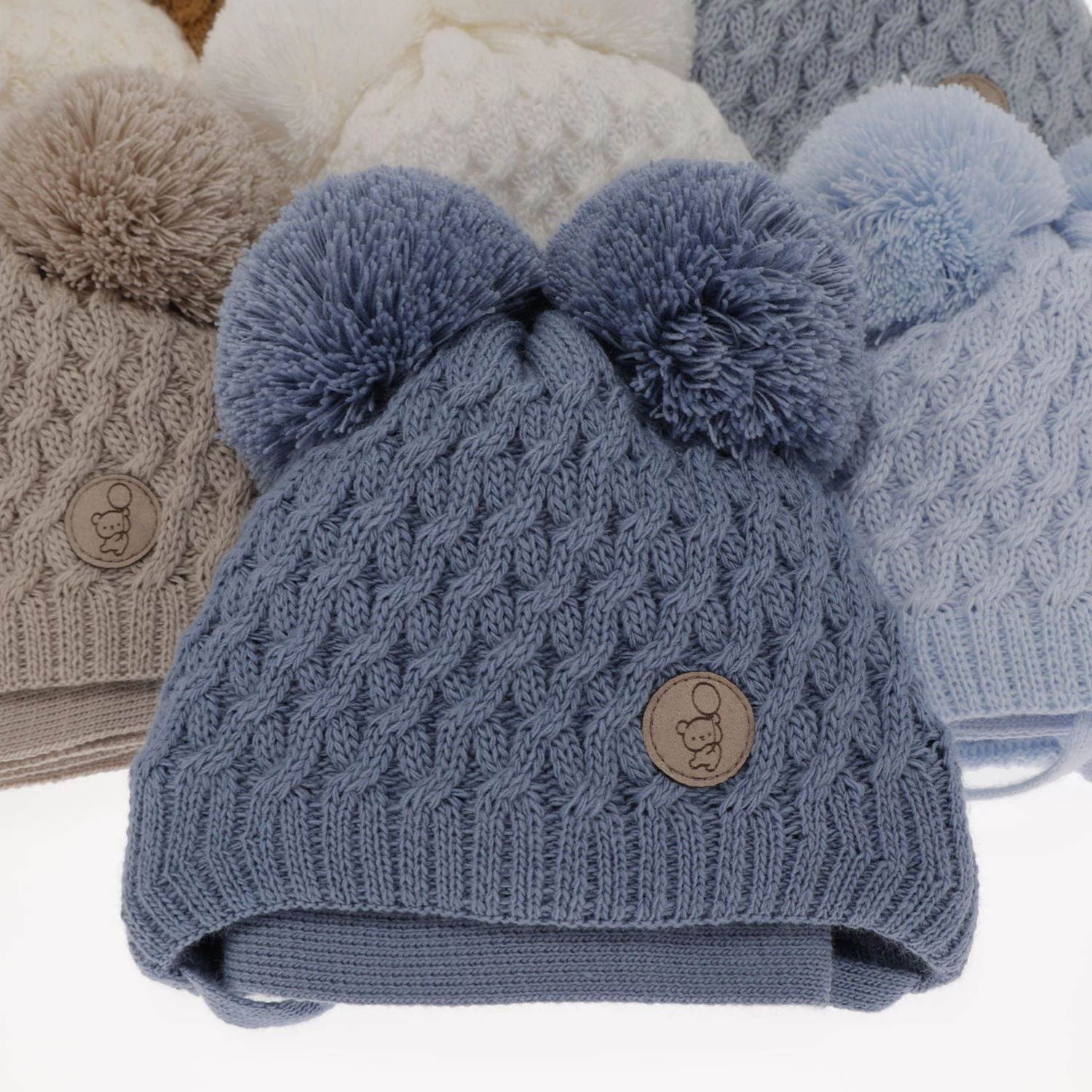 Winterset Jungen: Mütze und Schal mit zwei Bommeln Light Blau Alonso
