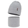 Winterset Jungen: Mütze und Schlauchschal, 100% Merinowolle, Grau, Gizmo