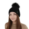 Wintermütze Damen mit Bommel Schwarz Xena