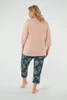  Julietta Damen-Pyjama mit 3/4-Ärmeln. 7/8-Hose Lachs/Druck