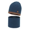 Herbst und Frühlingsset Jungen: Mütze und Schlauchschal, blau, mit Baumwolle, Eirik