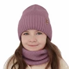 Winterset Mädchen: Mütze und Schlauchschal 100% extrafeine Merinowolle Violett Nelita