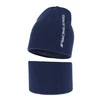 Herbst und Frühlingsset Jungen: Mütze und Schlauchschal, mit Baumwolle, Navy Blau Kolorado