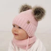 Winterset Mädchen: Mütze und Schlauchschal aus 100% extrafeiner Merinowolle in Beige Silvia