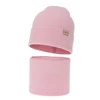 Herbst und Frühlingsset Mädchen: Mütze und Schlauchschal, rosa, 100% Merinowolle, Magenta