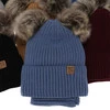 Winterset für Jungen: Mütze und Schlauchschal mit zwei Bommeln Navy Blau Oxford