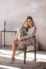  Lovely Dress Midi-Umstands- und Stillkleid, 3/4-Ärmel, grau mit Blumen