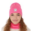 Herbst und Frühlingsset Mädchen: Mütze und Schlauchschal, mit Baumwolle, Rosa Mersila