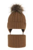Winterset für Jungen: Mütze und Schlauchschal mit Bommel in Camel Peter