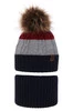 Winterset Jungen: Mütze und Schlauchschal mit Bommel Navy Blau Karmel