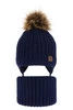 Winterset für Jungen: Mütze und Schlauchschal mit Bommel in Navy Blau Pago