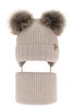 Winterset Mädchen: Mütze und Schlauchschal aus 100% extrafeiner Merinowolle in Beige Silvia