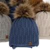 Winterset für Jungen: Mütze und Schlauchschal mit Bommel in Blau Indigo