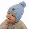 Wintermütze Jungen 100% extrafeine Merinowolle, gefüttert mit Wollfleece Light blue Tofik