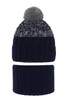 Winterset Jungen: Mütze und Schlauchschal mit Bommel Navy Blau Travis