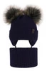 Winterset Jungen: Mütze und Schlauchschal mit zwei Bommeln Navy Blau Randel