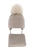 Winterset Mädchen: Mütze und Schal Merinowolle Beige Rosalina