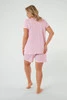 Leta Damen-Kurzarmpyjama. kurze Hose mit puderrosa Aufdruck