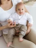 Natürliche Waffel-Babyhose – Stein