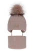 Winterset Mädchen: Mütze und Schlauchschal mit Bommel Rosa Dilajla