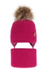 Winterset für Mädchen: Mütze und Schlauchschal mit Bommel in Rosa Egeria