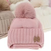 Winterset für Mädchen: Mütze und Schlauchschal mit Bommel in Beige Talena